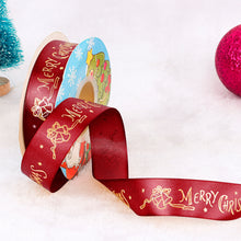 Load image into Gallery viewer, 25 Yards 25mm Christmas Ribbon Printed Christmas Polyester Ribbon For Handmade Wrapping Gift Christmas Decoration DIY Gift Packing