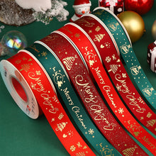 Load image into Gallery viewer, 25 Yards 25mm Christmas Ribbon Printed Christmas Polyester Ribbon For Handmade Wrapping Gift Christmas Decoration DIY Gift Packing