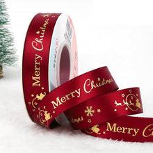 Load image into Gallery viewer, 25 Yards 25mm Christmas Ribbon Printed Christmas Polyester Ribbon For Handmade Wrapping Gift Christmas Decoration DIY Gift Packing