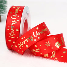 Load image into Gallery viewer, 25 Yards 25mm Christmas Ribbon Printed Christmas Polyester Ribbon For Handmade Wrapping Gift Christmas Decoration DIY Gift Packing