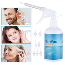 Load image into Gallery viewer, 500/300ml Ear Wash Earwax Cleaning Tool Set for Adults Kids Spiral Ear Wax Remover Plastic Water Irrigation Bottle Ear Care Washing Tools
