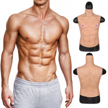 Load image into Gallery viewer, High Collar Half Body Muscle Suit Strong Male Muscle Style Male Cosplay Eight Piece Abdominal Muscle Silicone Pseudochest Muscle