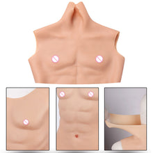 Load image into Gallery viewer, High Collar Half Body Muscle Suit Strong Male Muscle Style Male Cosplay Eight Piece Abdominal Muscle Silicone Pseudochest Muscle