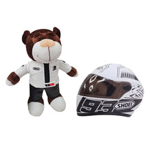 Load image into Gallery viewer, Funny Motorcycle Bear Helmet Leather Plush Stuffed Toys Full Helmet Decoration Tension Bear Tail Box Ornament Gifts Motorbike Accessories