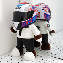 Load image into Gallery viewer, Funny Motorcycle Bear Helmet Leather Plush Stuffed Toys Full Helmet Decoration Tension Bear Tail Box Ornament Gifts Motorbike Accessories