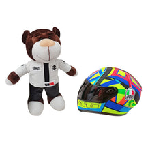 Load image into Gallery viewer, Funny Motorcycle Bear Helmet Leather Plush Stuffed Toys Full Helmet Decoration Tension Bear Tail Box Ornament Gifts Motorbike Accessories