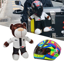 Load image into Gallery viewer, Funny Motorcycle Bear Helmet Leather Plush Stuffed Toys Full Helmet Decoration Tension Bear Tail Box Ornament Gifts Motorbike Accessories