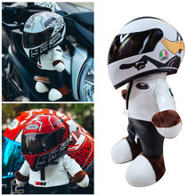 Load image into Gallery viewer, Funny Motorcycle Bear Helmet Leather Plush Stuffed Toys Full Helmet Decoration Tension Bear Tail Box Ornament Gifts Motorbike Accessories