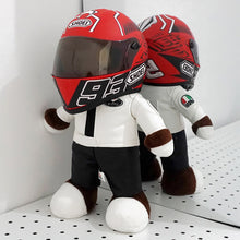 Load image into Gallery viewer, Funny Motorcycle Bear Helmet Leather Plush Stuffed Toys Full Helmet Decoration Tension Bear Tail Box Ornament Gifts Motorbike Accessories