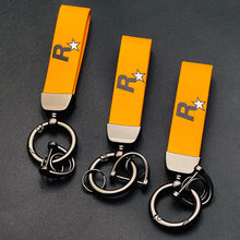 Load image into Gallery viewer, Nylon Webbing Strap Keychain Durable Key Strap Muti-Pendant Key Holder Keyfob Game Yellow GTA Auto 5 Keychain For Fans Key Ring