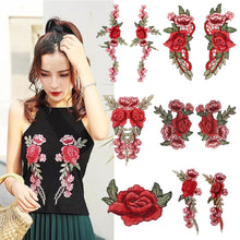 Load image into Gallery viewer, Embroidery Rose Flower Patch Applique DIY Crafts Sticker for Dress Bag Clothes Accessories Badges Sew On Sewing Accessories