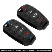 Load image into Gallery viewer, Silicone Car Key 3 Button Key Cases Cover Keychain Protection Fob For Audi A1 A3 A6 C5 C6 Q3 Q2 Q7 R8 S3 S6 RS3 RS6 A4 Accessories