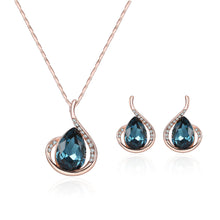 Load image into Gallery viewer, Oval Crystal Pendant Necklace Earrings Set Versatile Minimalist Diamond Necklace Earrings Alloy Jewelry Set