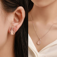 Load image into Gallery viewer, Crystal Cat's Eye Stone Necklace Earrings Set Stylish Minimalist Diamond Necklace Earrings Alloy Jewelry Set for Women