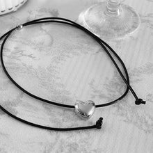 Load image into Gallery viewer, Black Cord Heart Shaped Pendant Necklace Simple Versatile Drawstring Necklace Clavicle Chain Women Jewelry