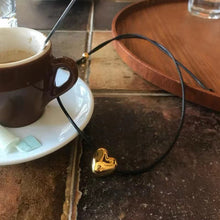 Load image into Gallery viewer, Black Cord Heart Shaped Pendant Necklace Simple Versatile Drawstring Necklace Clavicle Chain Women Jewelry