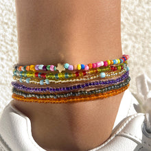 Load image into Gallery viewer, 6pcs/set Glass Rice Bead Anklet Versatile Creative Beaded Ankle Chain Colorful Beach Anklet Foot Jewelry for Women