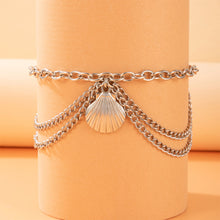 Load image into Gallery viewer, Personalized Geometry Three Layer Anklet Minimalist Snake Shaped Heart Shaped Pendant Alloy Ankle Chain Foot Jewelry