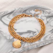 Load image into Gallery viewer, Personalized Geometry Three Layer Anklet Minimalist Snake Shaped Heart Shaped Pendant Alloy Ankle Chain Foot Jewelry