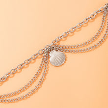 Load image into Gallery viewer, Personalized Geometry Three Layer Anklet Minimalist Snake Shaped Heart Shaped Pendant Alloy Ankle Chain Foot Jewelry
