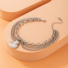 Load image into Gallery viewer, Personalized Geometry Three Layer Anklet Minimalist Snake Shaped Heart Shaped Pendant Alloy Ankle Chain Foot Jewelry