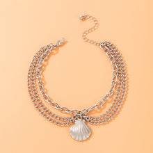 Load image into Gallery viewer, Personalized Geometry Three Layer Anklet Minimalist Snake Shaped Heart Shaped Pendant Alloy Ankle Chain Foot Jewelry