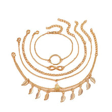 Load image into Gallery viewer, Personalized Minimalist Multi-layer Ankle Chains Leaf Flower Heart-shaped Pendant Alloy Anklet Set Foot Jewelry