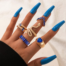 Load image into Gallery viewer, 5pcs/set Snake Shaped Rings Personalized Diamond Ring Set Unique Unadjustable Alloy Rings Jewelry Accessories