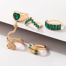 Load image into Gallery viewer, 5pcs/set Snake Shaped Rings Personalized Diamond Ring Set Unique Unadjustable Alloy Rings Jewelry Accessories