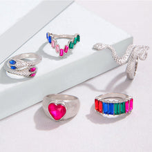 Load image into Gallery viewer, 5pcs/set Snake Shaped Rings Personalized Diamond Ring Set Unique Unadjustable Alloy Rings Jewelry Accessories