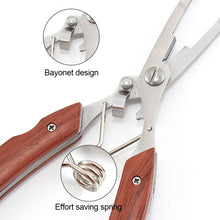 Load image into Gallery viewer, Multifunctional Lure Pliers Camo Curved Nose Stainless Steel Scissors Control Fish Pliers With Knife Open Steel Ring Cutting Line Fishing Tools