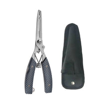 Load image into Gallery viewer, Multifunctional Lure Pliers Camo Curved Nose Stainless Steel Scissors Control Fish Pliers With Knife Open Steel Ring Cutting Line Fishing Tools