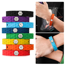 Load image into Gallery viewer, Hexagon Grain Silicone Negative Ion Bracelet Anti-Static Black Technology Energy Sport Adjustable Bracelet Justice League Superhero Style