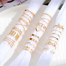 Load image into Gallery viewer, 18pcs/22pcs/23pcs x Rings Pink Pearl Love Ring Ring Opening Adjustable Index Finger Ring Female Tail Ring Women Accessories