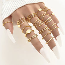 Load image into Gallery viewer, 18pcs/22pcs/23pcs x Rings Pink Pearl Love Ring Ring Opening Adjustable Index Finger Ring Female Tail Ring Women Accessories