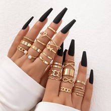 Load image into Gallery viewer, 18pcs/22pcs/23pcs x Rings Pink Pearl Love Ring Ring Opening Adjustable Index Finger Ring Female Tail Ring Women Accessories