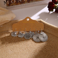 Load image into Gallery viewer, 6PCS/SET Retro Exaggerated Bohemian Ethnic Earrings Set Jewel Feather Shell Hollow Half-Round Stud Earrings Set