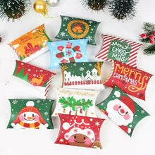 Load image into Gallery viewer, 10Pcs Christmas Candy Pillow Shape Box Handmade Biscuit Santa Claus Packaging Boxes Party Supplies