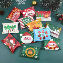 Load image into Gallery viewer, 10Pcs Christmas Candy Pillow Shape Box Handmade Biscuit Santa Claus Packaging Boxes Party Supplies