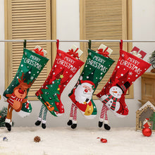 Load image into Gallery viewer, 1Pc New Year Christmas Stockings Socks with Snowman Santa Elk Printing Xmas Candy Gift Bag Fireplace Xmas Tree Decoration