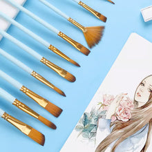 Load image into Gallery viewer, 12pcs/lot Different Size Artistic Painting Brush Set Fine Nylon Hair Paint Brush Watercolor Acrylic Oil Painting Brushes Drawing Art Supplies