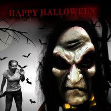 Load image into Gallery viewer, Halloween Rubber Zombie Mask 3d Ghost Day Horror Props Long Hair Black Cloth Horror Mask Costume Party Wall Decoration