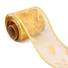 Load image into Gallery viewer, 6.3cm Width Christmas Ribbon Printed Christmas Organza Ribbon For Handmade Wrapping Gift Christmas Decoration DIY Gift Packing