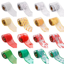 Load image into Gallery viewer, 6.3cm Width Christmas Ribbon Printed Christmas Organza Ribbon For Handmade Wrapping Gift Christmas Decoration DIY Gift Packing