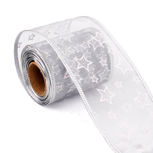 Load image into Gallery viewer, 6.3cm Width Christmas Ribbon Printed Christmas Organza Ribbon For Handmade Wrapping Gift Christmas Decoration DIY Gift Packing
