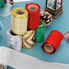 Load image into Gallery viewer, 6.3cm Width Christmas Ribbon Printed Christmas Organza Ribbon For Handmade Wrapping Gift Christmas Decoration DIY Gift Packing