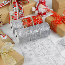 Load image into Gallery viewer, 6.3cm Width Christmas Ribbon Printed Christmas Organza Ribbon For Handmade Wrapping Gift Christmas Decoration DIY Gift Packing