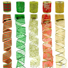 Load image into Gallery viewer, 6.3cm Width Christmas Ribbon Printed Christmas Organza Ribbon For Handmade Wrapping Gift Christmas Decoration DIY Gift Packing