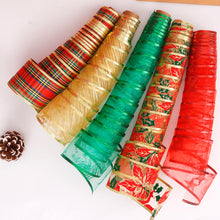 Load image into Gallery viewer, 6.3cm Width Christmas Ribbon Printed Christmas Organza Ribbon For Handmade Wrapping Gift Christmas Decoration DIY Gift Packing