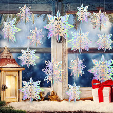 Load image into Gallery viewer, 6PCS Frozen Party Snowflakes Christmas Decoration 3D Hollow Snowflake Paper Garlands Ornament Fake Snow Winter Decorations for Home